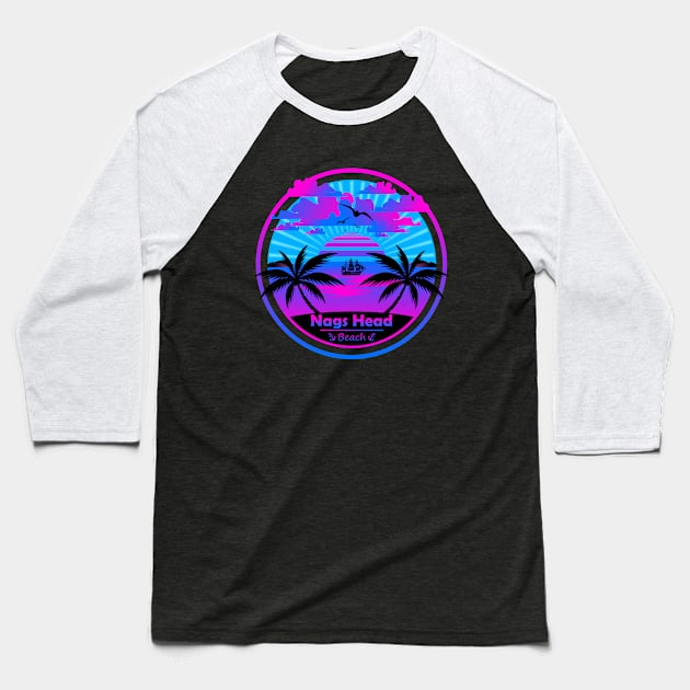 Nags Head Beach, Palm Trees Sunset, North Carolina Summer Baseball T-Shirt by Jahmar Anderson